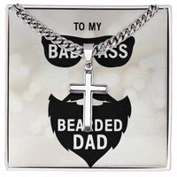 Load image into Gallery viewer, Personalized Steel Cross Necklace For My Husband on Cuban Chain w/ MC
