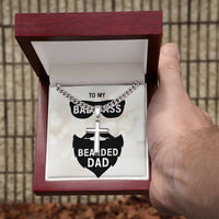 Load image into Gallery viewer, Personalized Steel Cross Necklace For My Husband on Cuban Chain w/ MC
